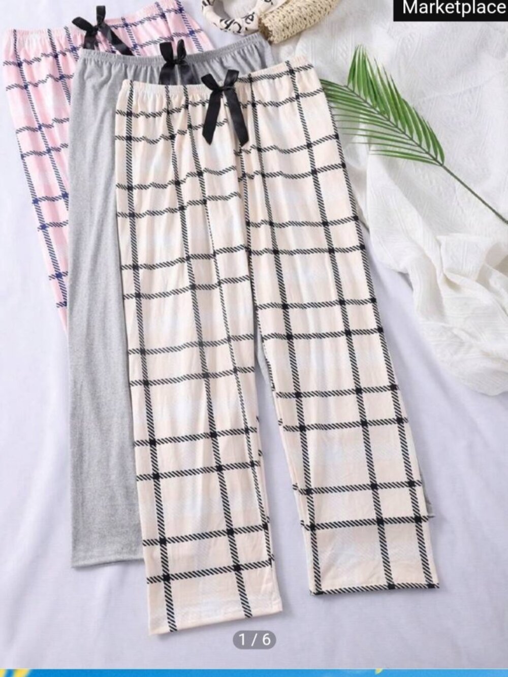 Women Plaid Printed Sleepwear Bottoms Comfortable Lounge Pants Size L NEW